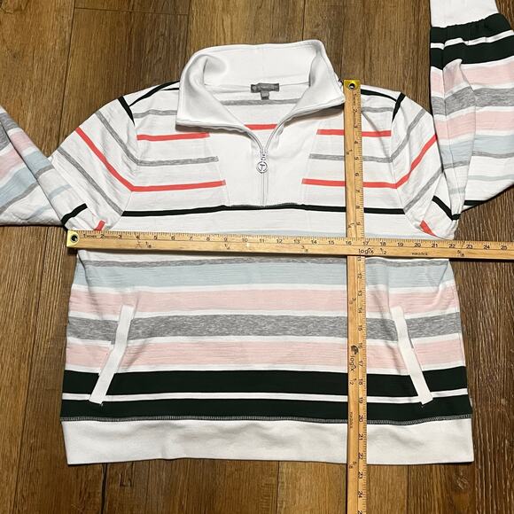 T by Talbots Cozy Crush Half Zip Pullover Striped XL P Preppy Golf Tennis EUC! - Picture 7 of 7